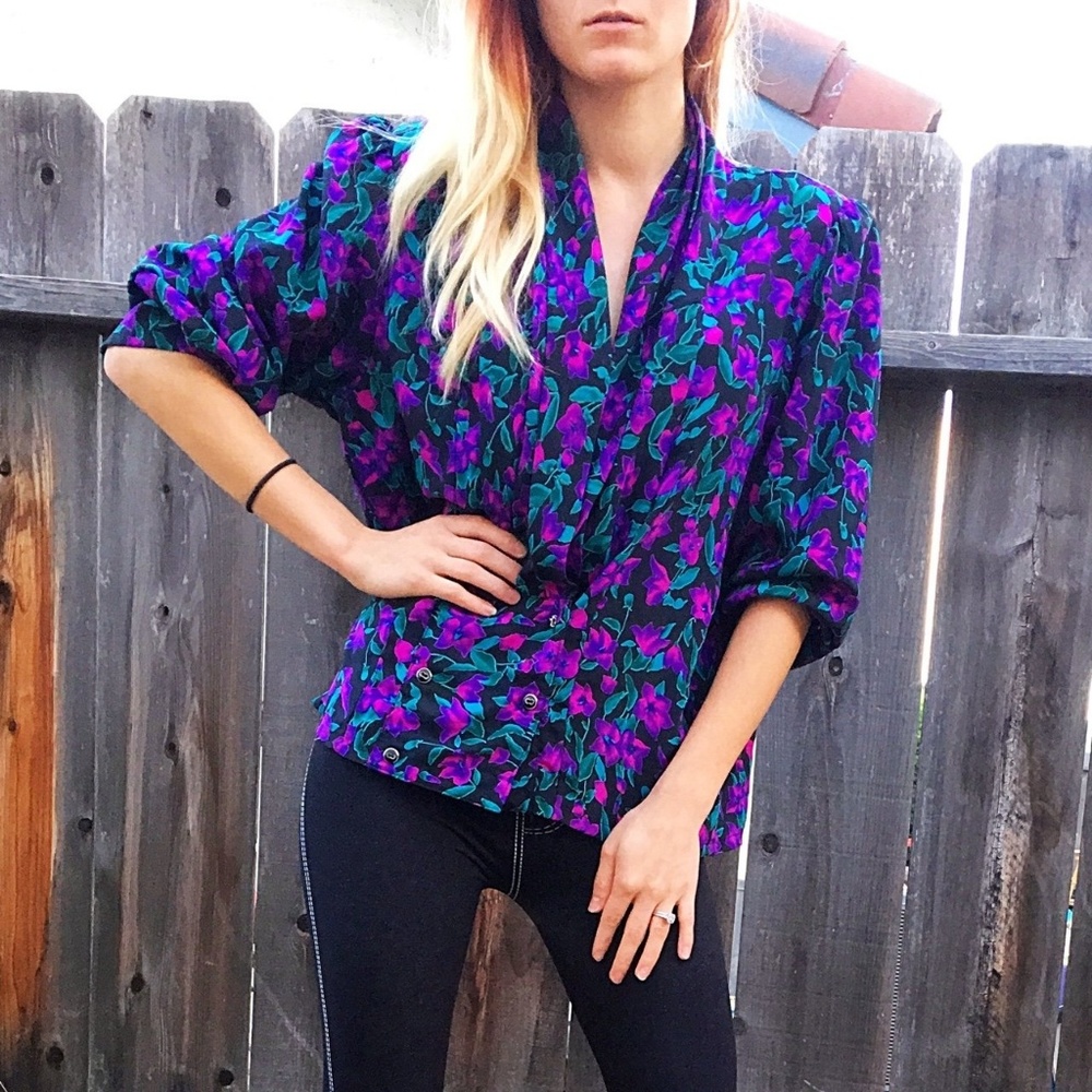 Vintage floral 80's top